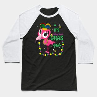 Flamingo Mardi Gras Beads Baseball T-Shirt